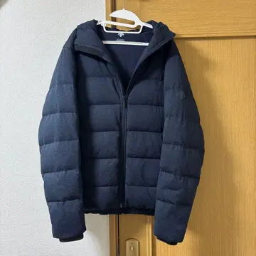 데상트 울리 소프트 니트 다운 자켓 발수 보온 방풍 스트레치 네이비 블루