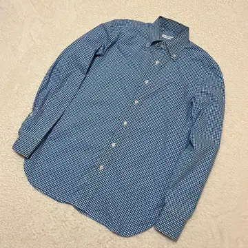 에리코 포르미콜라 체크 탭 칼라 버튼 다운 셔츠 색소폰 블루