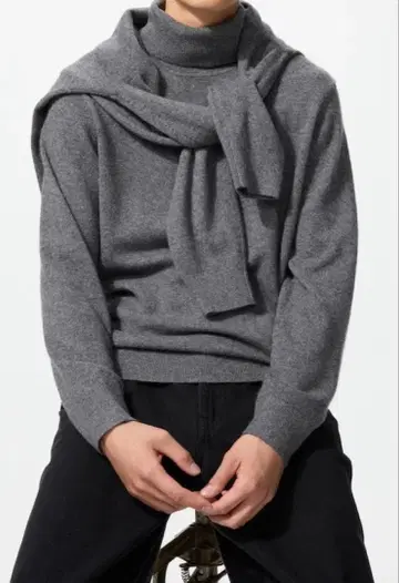 [ 미사용 새상품 ] 유니클로 캐시미어 100% 터틀넥 스웨터 L 사이즈