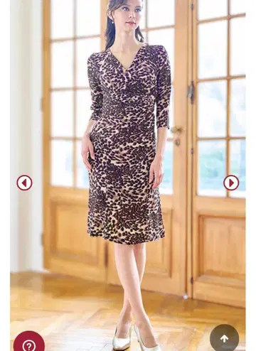 케이미 [ 속기모 ] 레오파드 개더 원피스