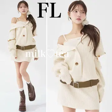 택 포함 새상품 다리치 로우웨스트 디자인 니트 원피스 아이보리 FL