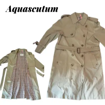 Aquascutum 베이지 트렌치코트 London 체크 무늬 안감