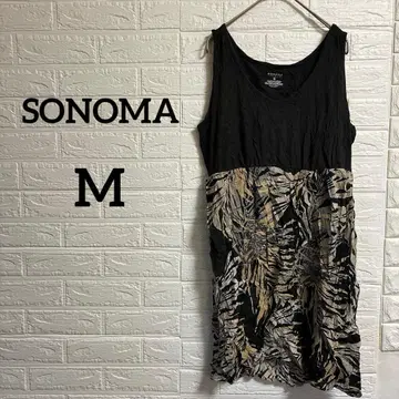 해외 구제 의류 SONOMA [ M ] 블랙 패턴 슬리브리스 원피스 튜닉