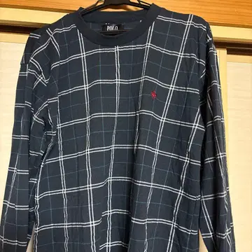 POLO 네이비 체크 무늬 긴팔 트레이닝복