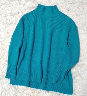 그린 라벨 릴랙싱 캐시미어 혼방 니트 하이넥 스웨터 F 블루