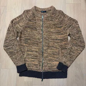 BG 브라운 계열 집업 니트 스웨터 L