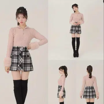 Mmeeme 인조 모피 케이블 니트탑