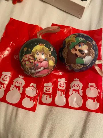 피치와 루이지의 크리스마스 오너먼트 2개 세트