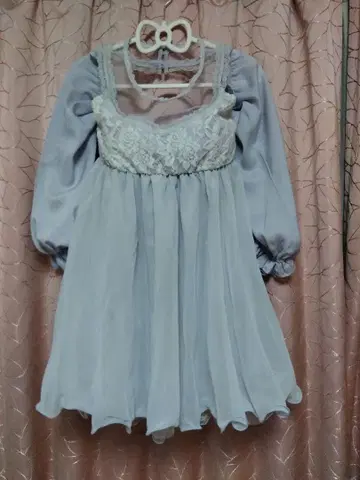 쉬폰 플레어 원피스 긴팔 라이트 그레이