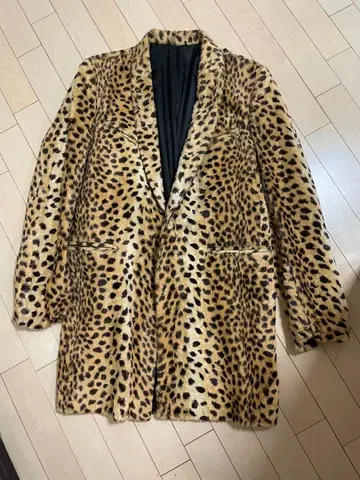 레오파드 무늬 인조 모피 테일러드 자켓 빈티지