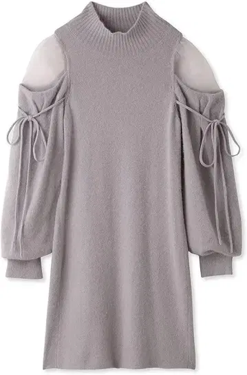 [ SNIDEL ] 시스루 숄더 미니 니트 원피스