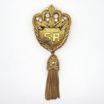 소니아 리키엘 SR 로고 브로치 태슬 골드 빈티지