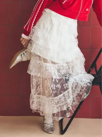 FURFUR 티어드 레이스 스커트 ( WHT )