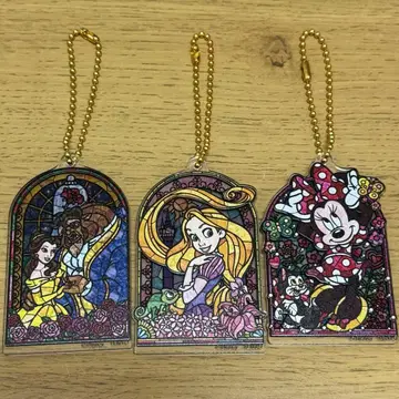 미니 디즈니 2층 아크릴 키링 라푼젤 미녀와 야수