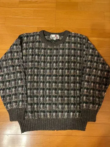 90s FLORENCE TRICOT 체크 무늬 니트 L 올 패턴