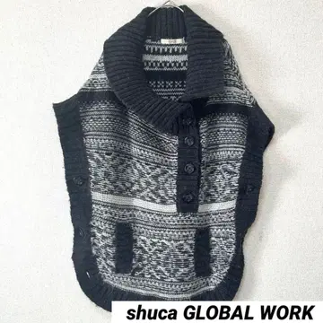 슈카 글로벌 워크 F 케이블 짜임 판초 하이넥 두꺼운 원단