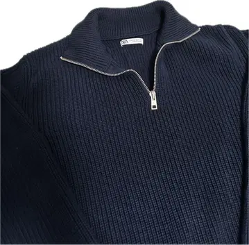 집업 니트 스웨터 네이비 그레이