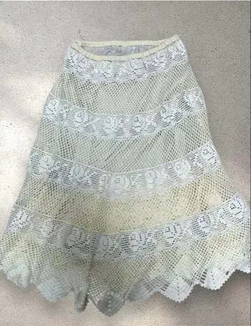 H 아쉬 나카메구로 구제 의류 레이스 스커트 앤티크 빈티지 크로셰 뜨개질