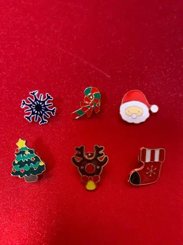 크리스마스 핀 배지 6개 세트