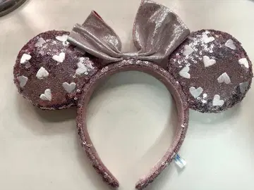 디즈니 미니 하트 머리띠 핑크 스팽글