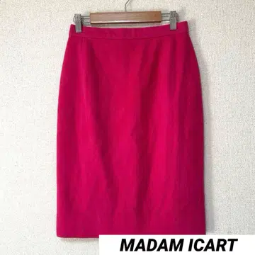 MADAM ICART 타이트 스커트 무릎 기장 백 슬릿 짙은 핑크