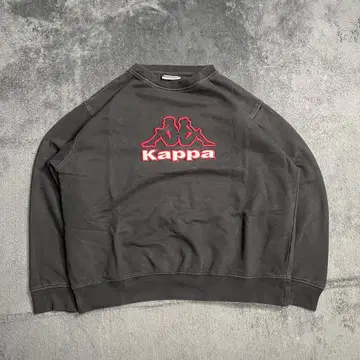 Kappa 카파 로고 맨투맨 스포츠 블랙 빅 로고 페이드감