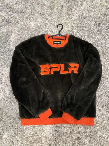 SUPPLIER 플리스 퍼 트레이닝복 S 블랙/오렌지