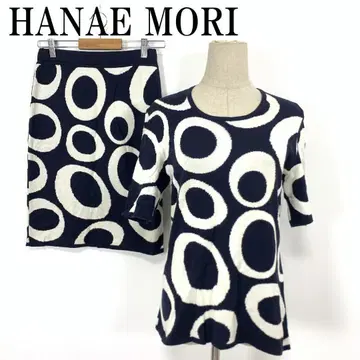 LA7612 하나에모리 장식 니트 스커트 셋업 네이비 L