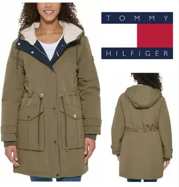[ 새상품급 ] TOMMY HILFIGER 후드 부착 다운 자켓 카키 L