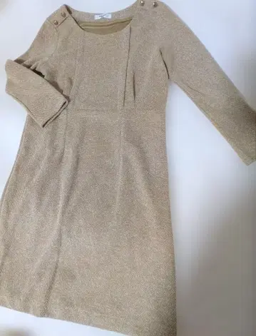 내추럴 뷰티 베이직 긴팔 트위드 원피스 베이지 M