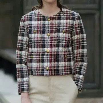 [DEVEAUX사 트위드 사용] 컴팩트 체크 자켓 드레스테리아