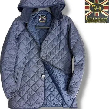 J6136 새상품급 라벤햄 덴스턴 후데트 퀼팅 자켓 네이비 36