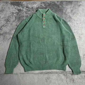 L.L.Bean 엘엘빈 코튼 니트 스웨터 하프 버튼 두꺼운