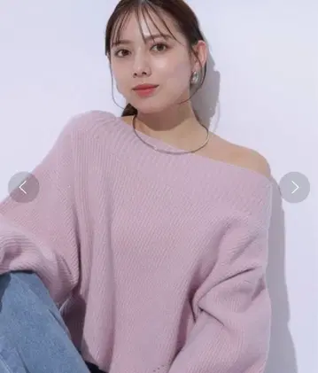 Mystrada 마이 스트라다 새상품 아쿠아 오프숄더 니트 핑크