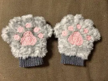 고양이 손 장갑 발바닥 복슬복슬 손뜨개질 핸드메이드