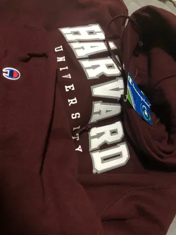 새상품 Champion 하버드 대학 후드티 버건디