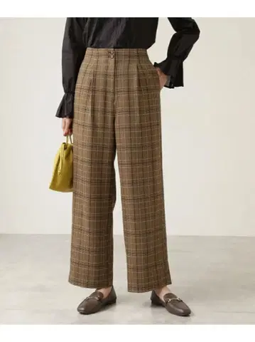 체크 스트레이트 와이드 팬츠