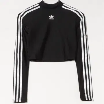 adidas 쓰리 스트라이프 크롭 긴팔 티셔츠