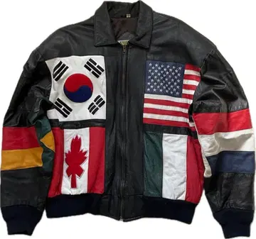 PHASE2 올드 90s 한국제 구제 의류 만국기 가죽 자켓