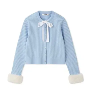 FURFUR 리본 포함 소매 퍼 가디건