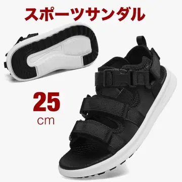 Ziitop 스포츠 샌들 25cm 블랙 경량 벨크로 테이프 통기