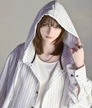 아들러 오버사이즈 셔츠 파커 스트라이프 화이트 XS