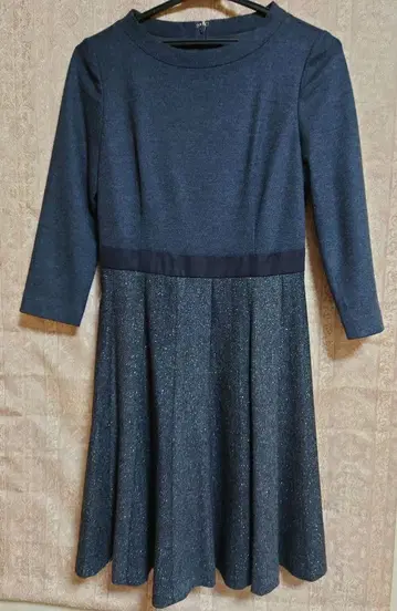 KUMIKYOKU 쿠미쿄쿠 울 7부 소매 무릎 기장 원피스