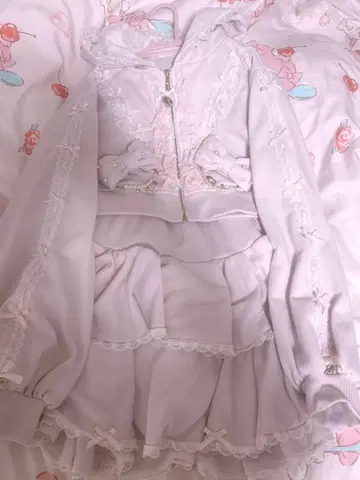 LIZLISA 리본 후드티 셋업 핑크