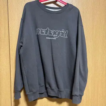 mahagrid 로고 맨투맨 L 다크 그레이