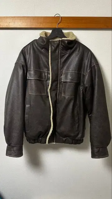 SPACEMAN 다크 브라운 가죽 자켓