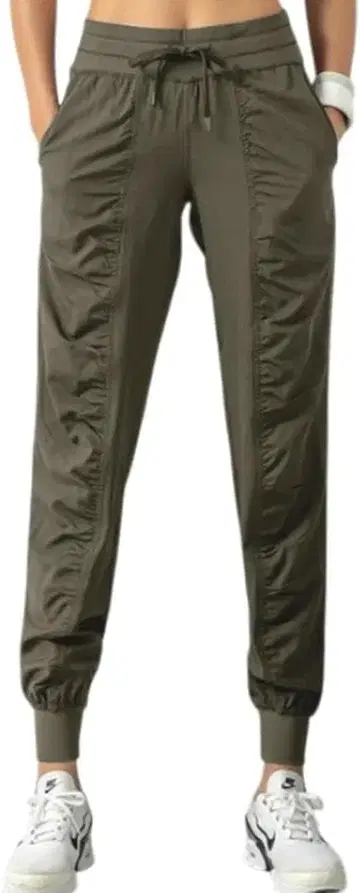 여성용 조거 팬츠 셔링 저지 하의 요가 러닝