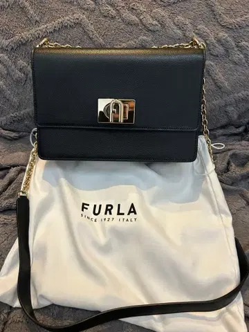 컨디션 최상 FURLA 1927 체인 숄더 2way 가죽 블랙