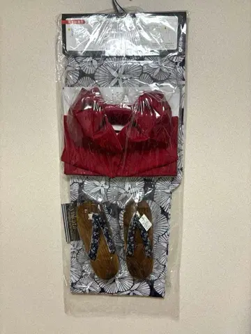 나팔꽃 유카타 오비 일본 나막신 3종 세트