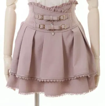 LIZLISA 리즈리사 2단 리본 벨트 치마바지 핑크